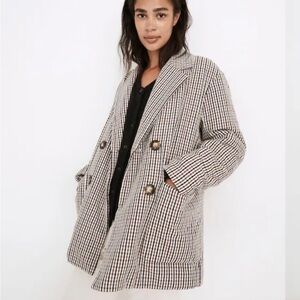 Madewell Plaid Padded Jacket in Plaid in Antique Cream